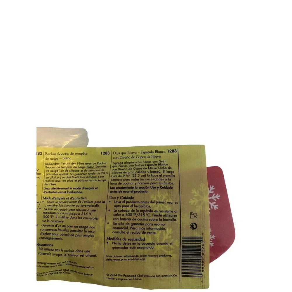 Rare Brand New Pampered Chef Let it Snow - RED Snowflake Scraper Spatula #1283